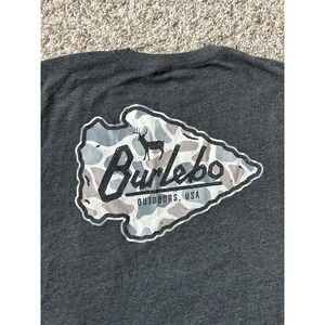 Burlebo Short Sleeve Shirt Men's L Deer Camo Arrow Hunting Grey Pocket Tee NWT